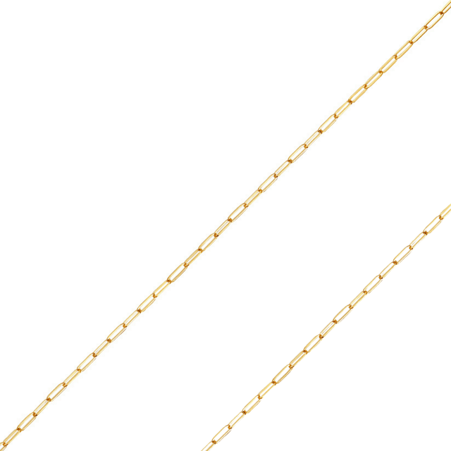 14K REAL Solid Yellow Gold 2.20mm-3.00mm Square Shape PaperClip Pendant Chain