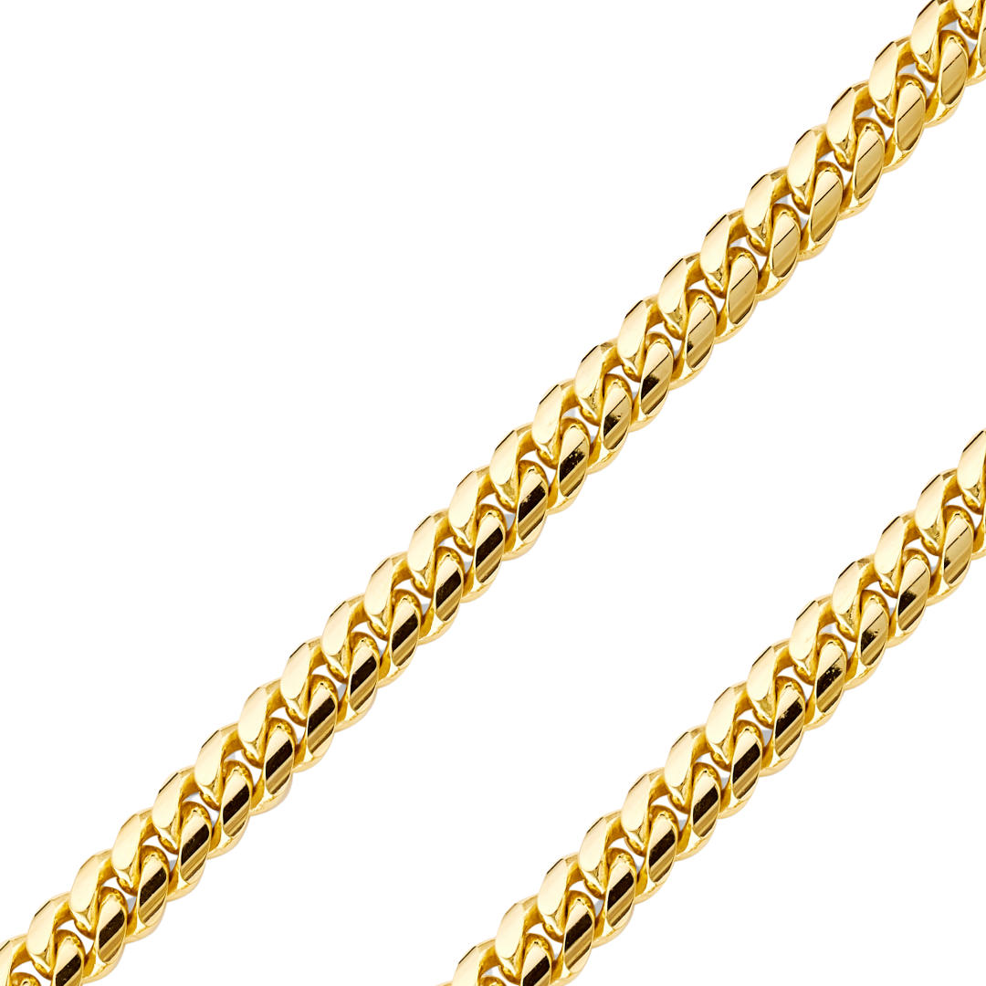 14K REAL Yellow Gold 2.20mm-9.10mm Solid Miami Cuban Chain
