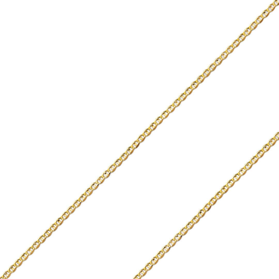 14K REAL Yellow OR White Pave Gold 2.60mm-6.30mm Diamond Cut Flat Mariner Concave Light Diamond Cut Chain