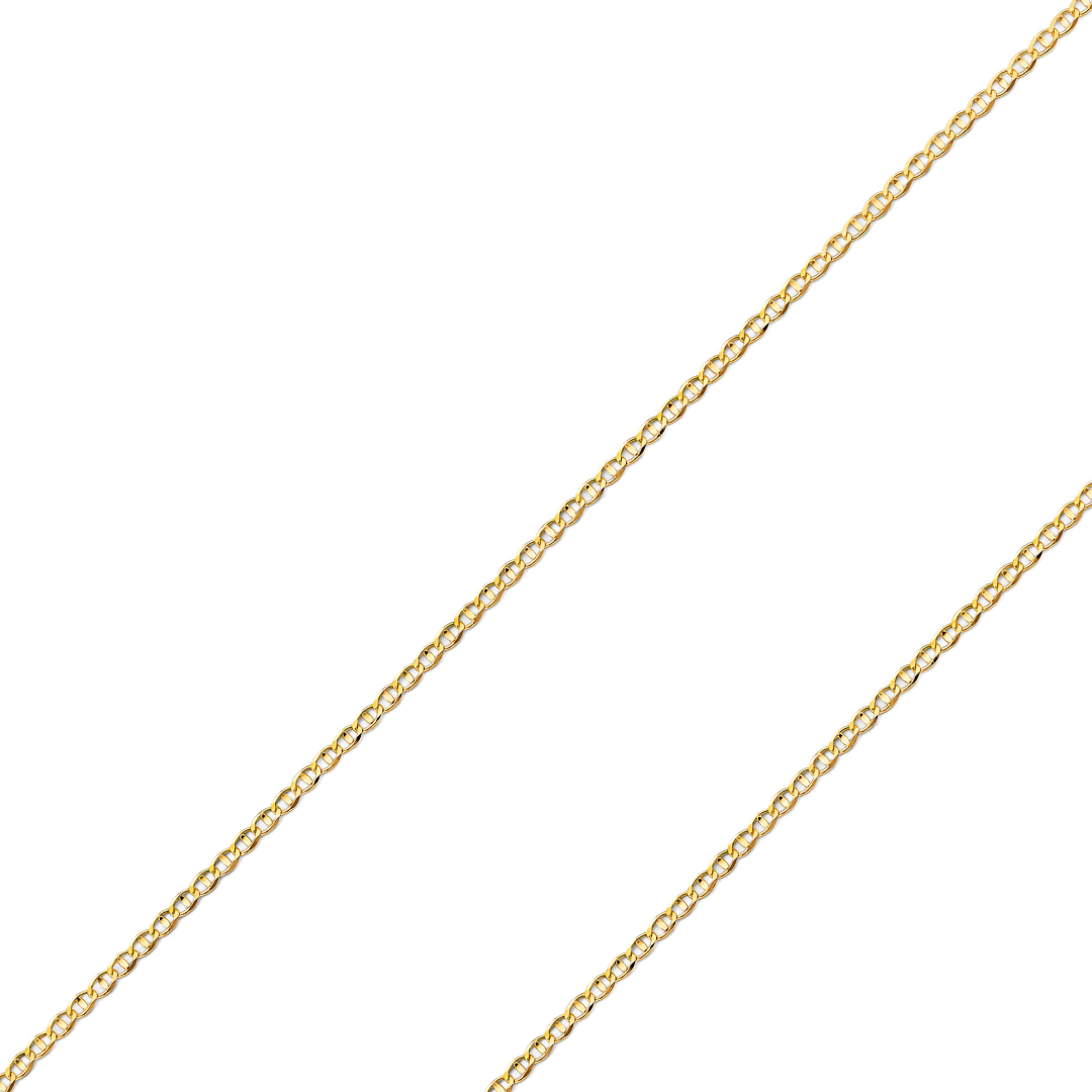 14K REAL Yellow OR White Pave Gold 2.60mm-6.30mm Diamond Cut Flat Mariner Concave Light Diamond Cut Chain