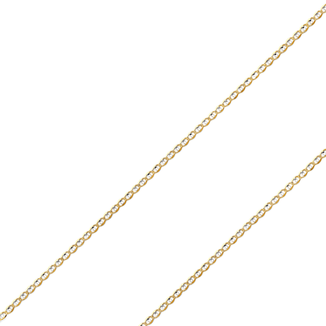 14K REAL Yellow OR White Pave Gold 2.60mm-6.30mm Diamond Cut Flat Mariner Concave Light Diamond Cut Chain