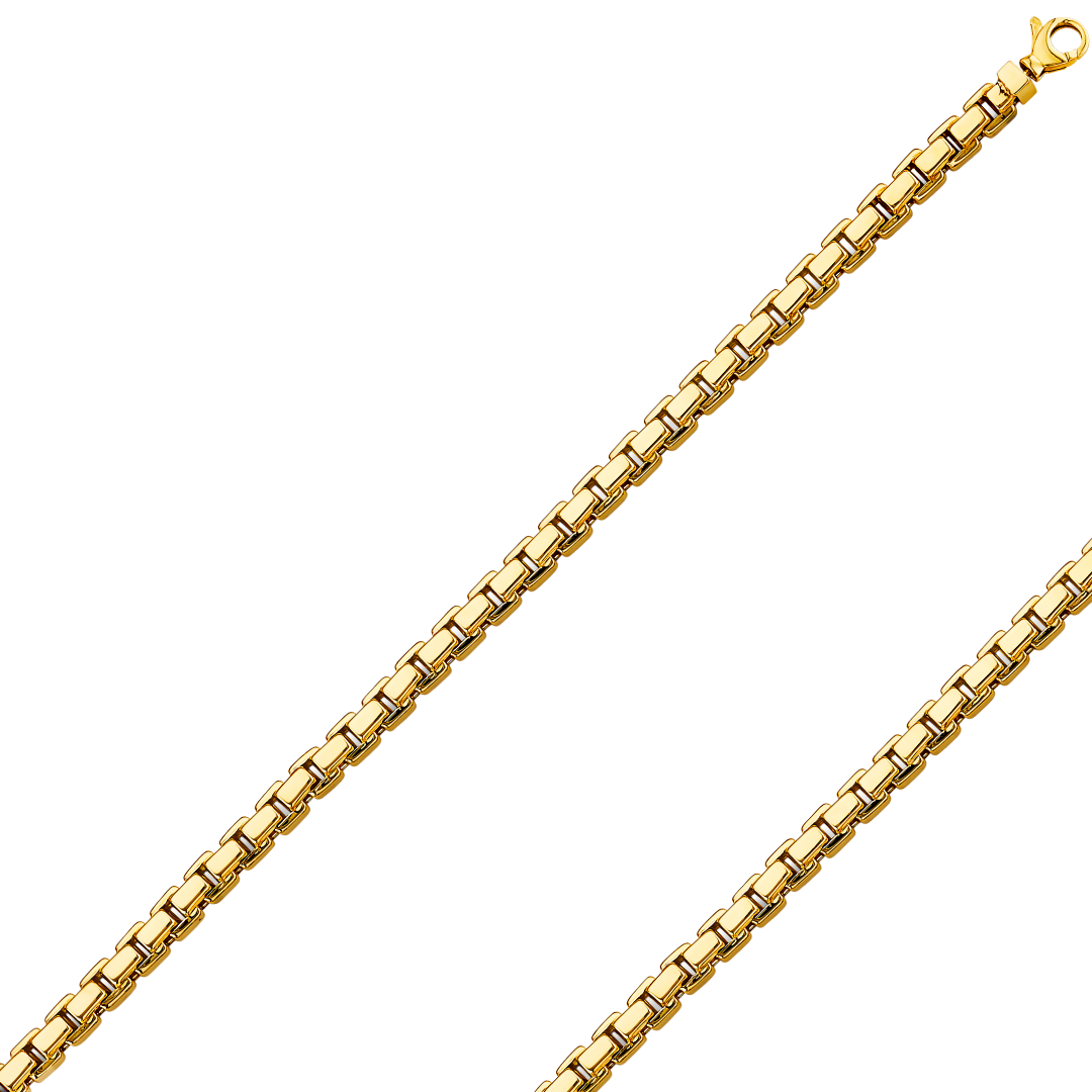 14K REAL Hollow Yellow Gold 5.40mm Fancy Chain and Bracelet