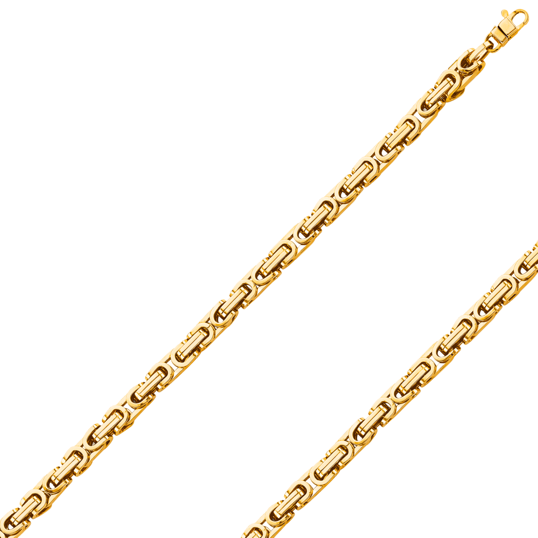 14K REAL Hollow Yellow Gold 6.30mm Fancy Chain and Bracelet