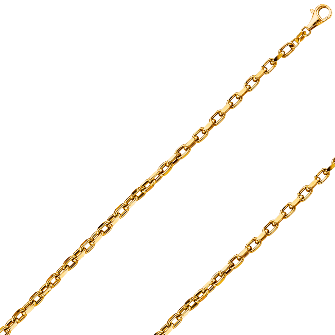 14K REAL Hollow Yellow Gold 4.10mm Fancy Chain and Bracelet