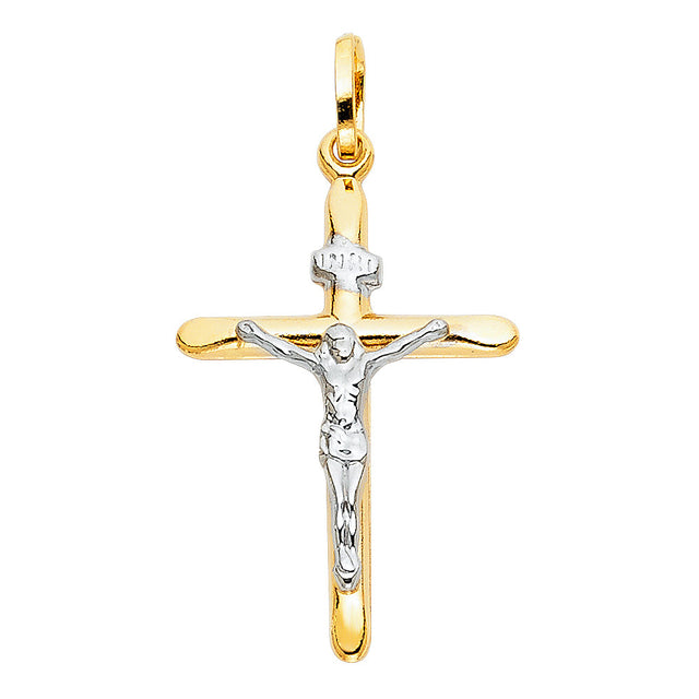 14K Two-Tone Gold Crucifix Pendant (20x35mm)