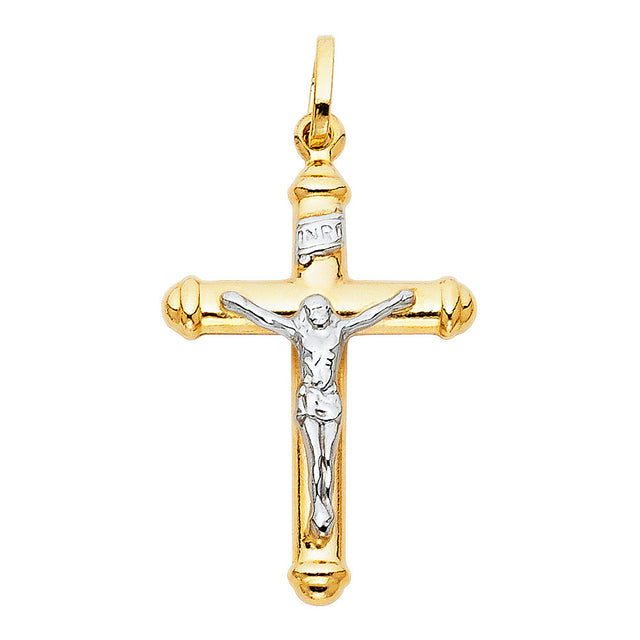 14K Two-Tone Gold Large Crucifix Pendant (20x35mm)