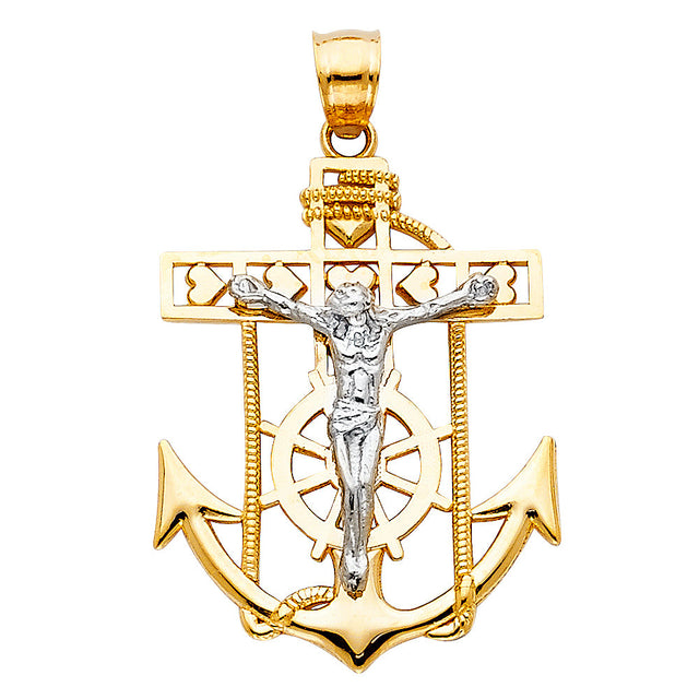 14K Gold Mariner Cross Pendant