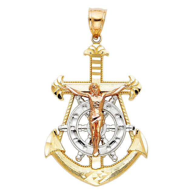 14K Gold Mariner Cross Pendant