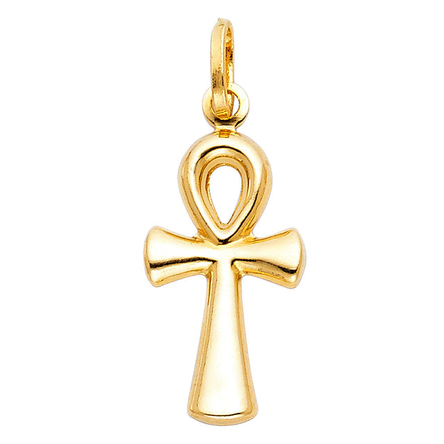 14K Gold Ankh Cross Pendant
