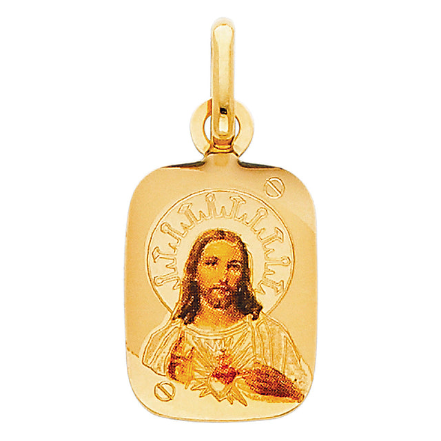 14K Yellow Gold Sacred Heart of Jesus Pendant