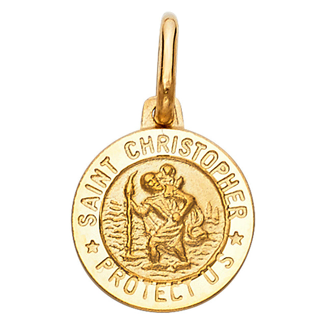 14K Yellow Gold St. Christopher Round Medal — Small