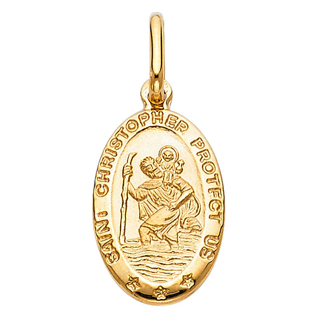 14K Yellow Gold St. Christopher Oval Medal — Small