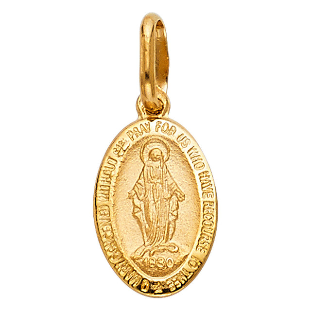 14K Yellow Gold Tall Miraculous Medal Pendant