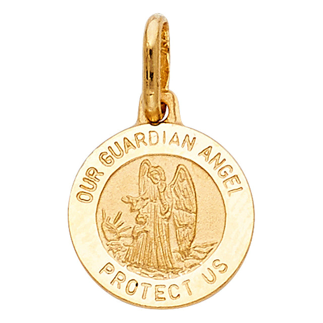 14K Yellow Gold Guardian Angel Medal — Small
