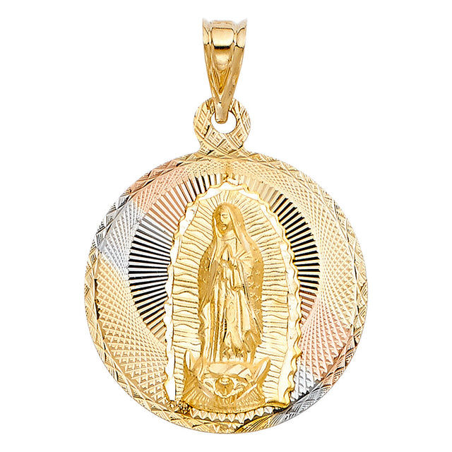 14K Tricolor Gold Religious Stamp Pendant