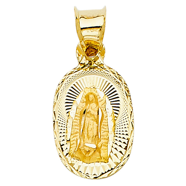 14K Yellow Gold Petite Our Lady of Guadalupe Medal Pendant on white background - Italian Fashions