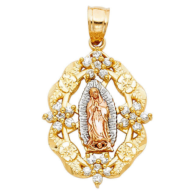 14K Tricolor Gold Religious Pendant