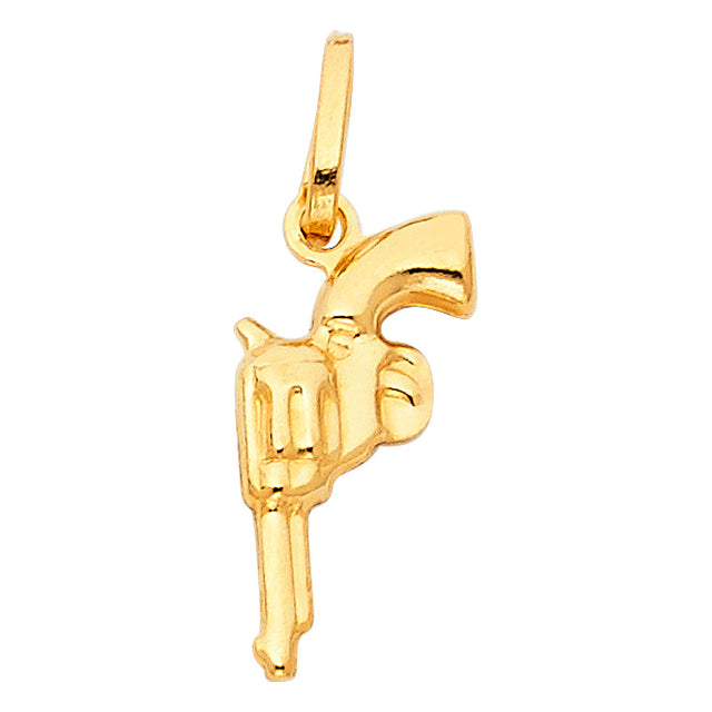 14K Yellow Gold Revolver Pendant on White Background