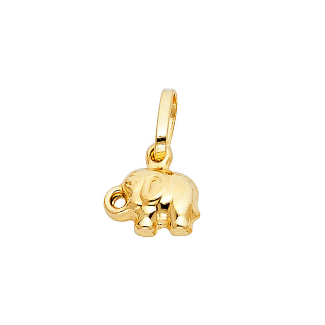 14K Yellow Gold Elephant Pendant — Extra Small