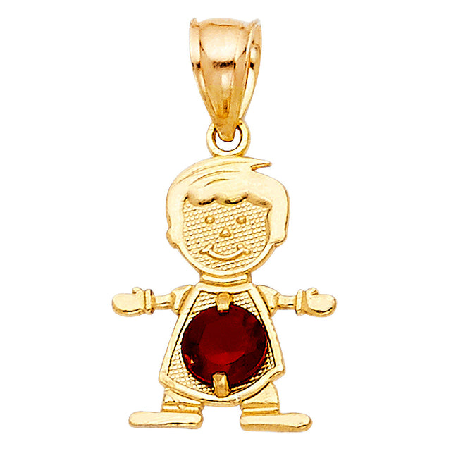 14K Yellow Gold Boy Birthstone Pendant