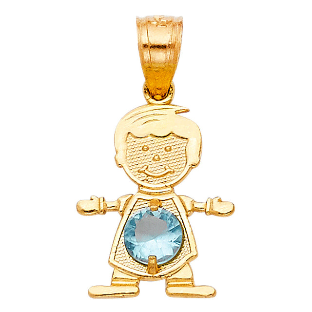 14K Yellow Gold Boy Birthstone Pendant