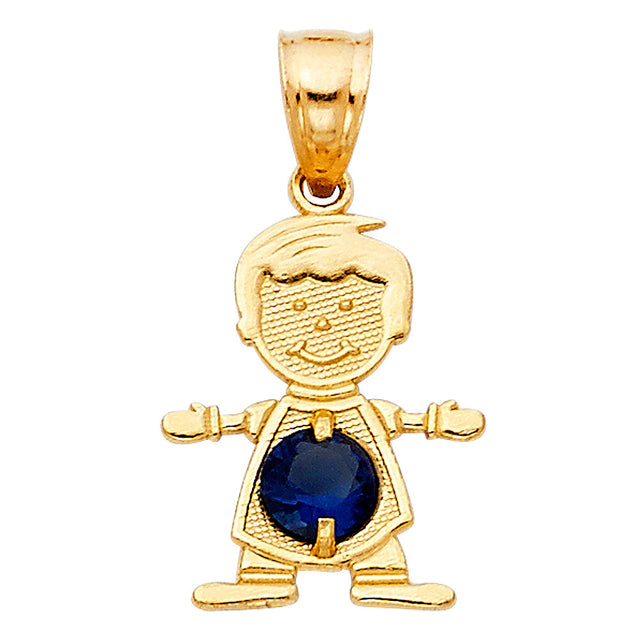 14K Yellow Gold Boy Birthstone Pendant