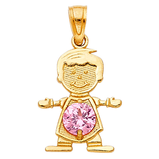 14K Yellow Gold Boy Birthstone Pendant