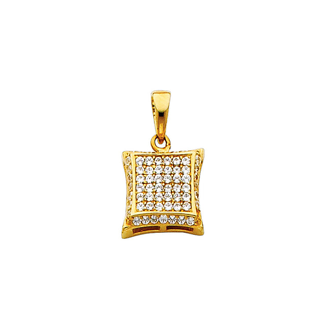 14K Yellow Gold Kite Pavé Square Pendant