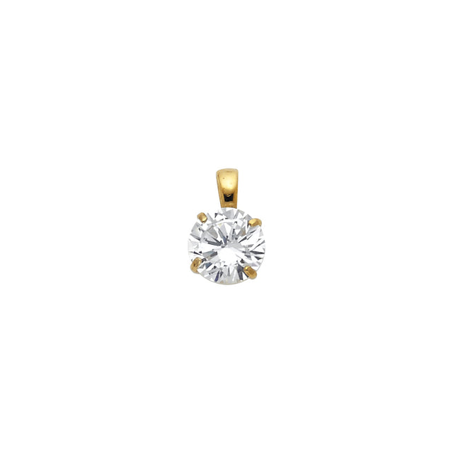14K Gold 7 mm Round Solitaire Pendant
