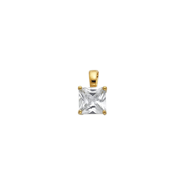 14K Gold 6 mm Princess-Cut Solitaire Pendant