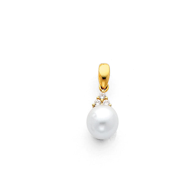 14K Yellow Gold Pearl Drop Pendant