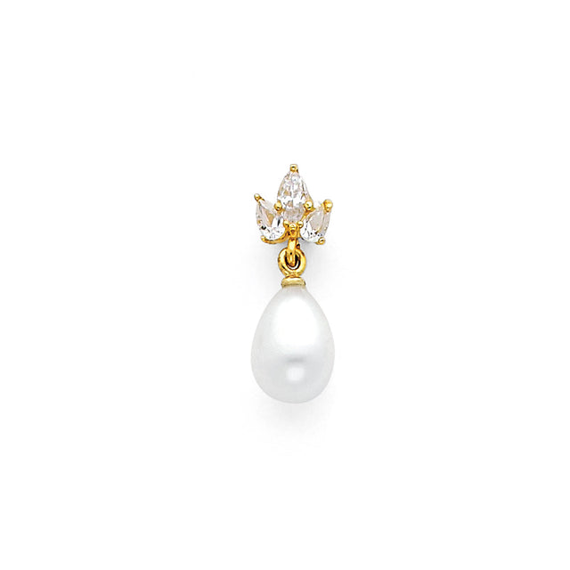 14K Yellow Gold Multicolor Floral Pearl Drop Pendant