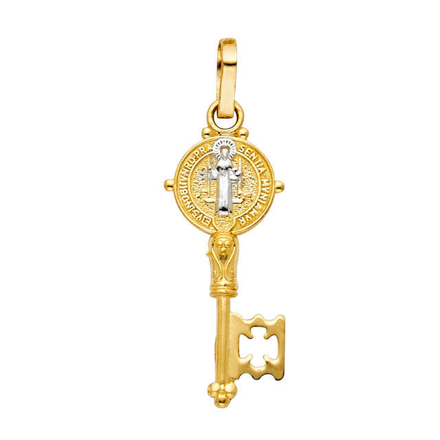 14K Two-Tone Gold Cross-Frame San Benito Key Pendant