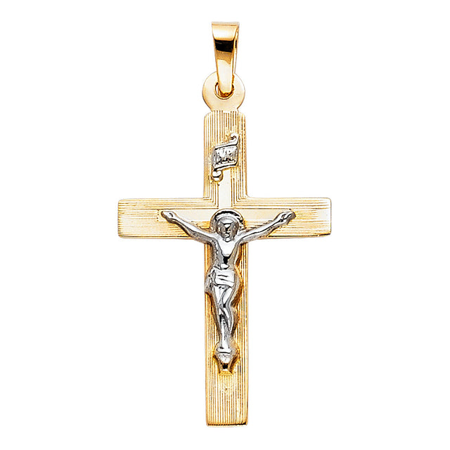 14K Two-Tone Gold Crucifix Pendant