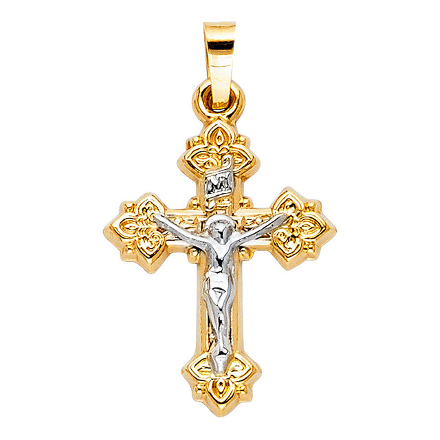 14K Two-Tone Gold Crucifix Pendant