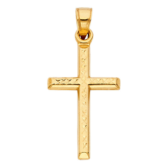14K Gold Diamond-Cut Cross Pendant