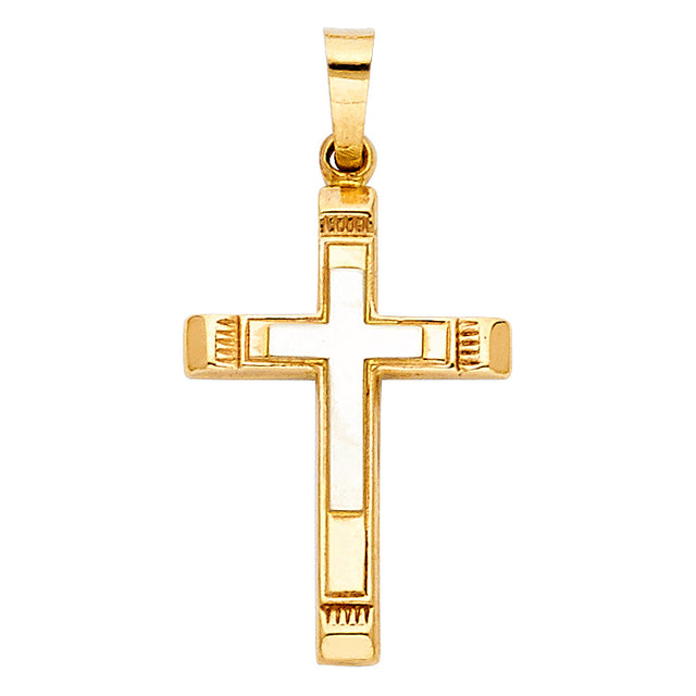 14K Two-Tone Gold Cross Pendant