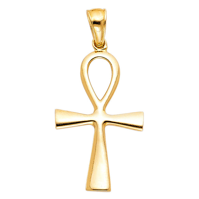14K Gold Ankh Cross Pendant