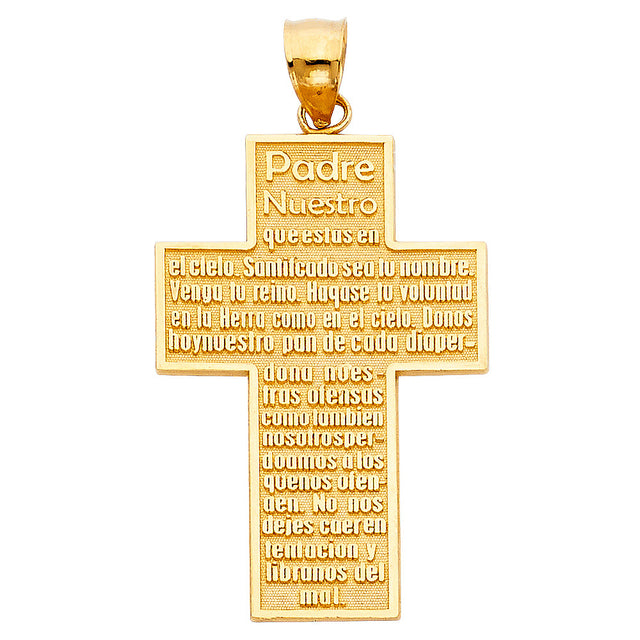 14K Yellow Gold Padre Nuestro Cross Pendant