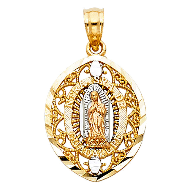 14K Tricolor Gold Our Lady of Guadalupe Pendant