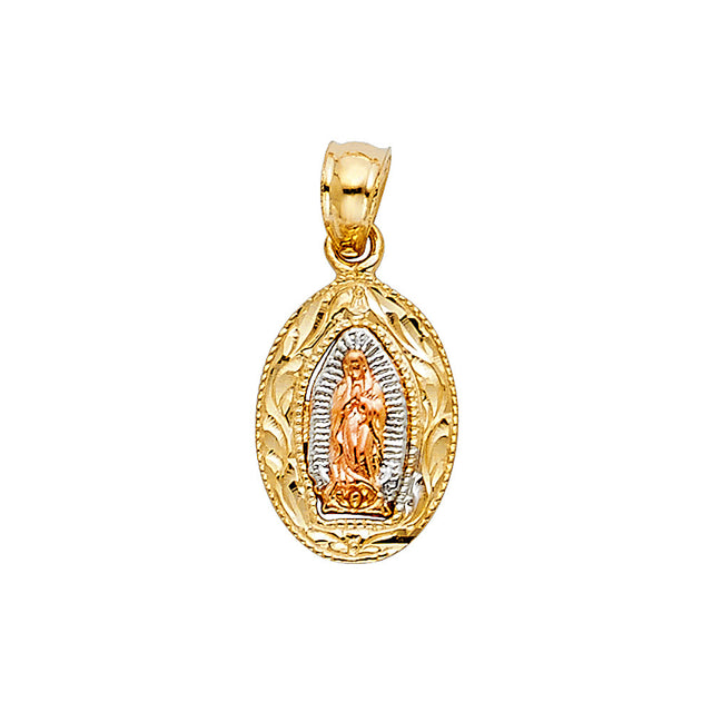 14K Tricolor Gold Our Lady of Guadalupe Pendant