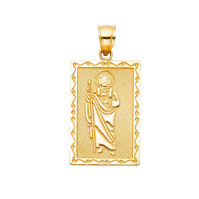 14K Yellow Gold CZ St. Jude Thaddeus Pendant