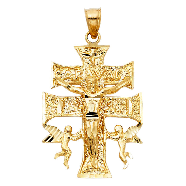 14K Yellow Gold Cross of Caravaca Pendant