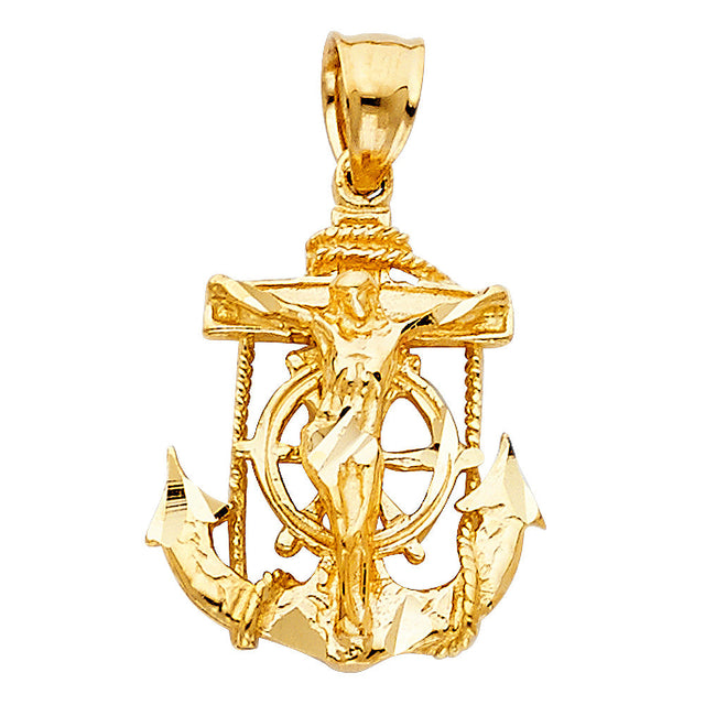 14K Yellow Gold Mariner Crucifix 1.85 g