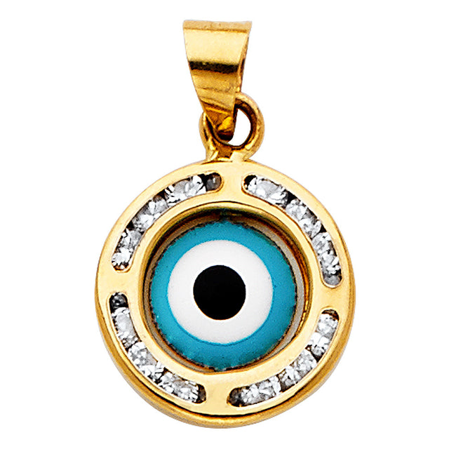 14K Tricolor Gold Evil Eye Pendant