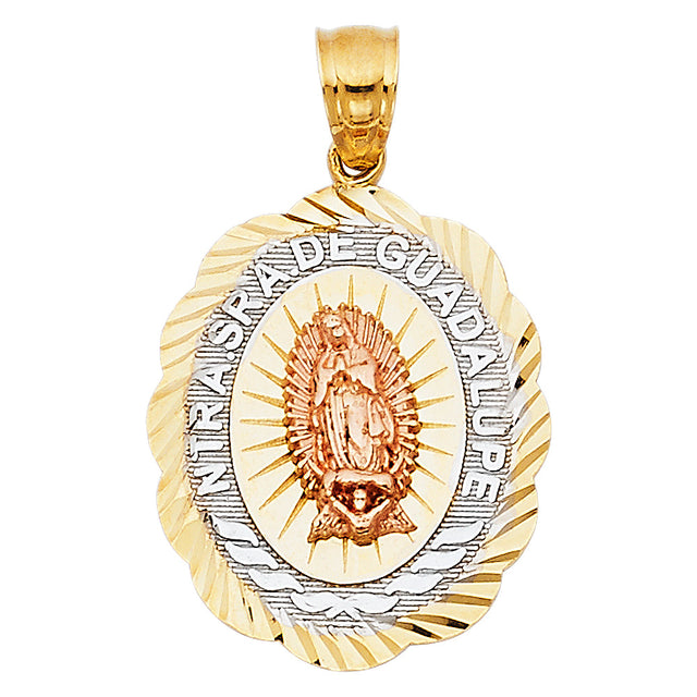 14K Tricolor Gold Our Lady of Guadalupe Pendant