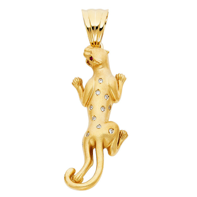 14K Yellow Gold Stone-Accented Panther Pendant