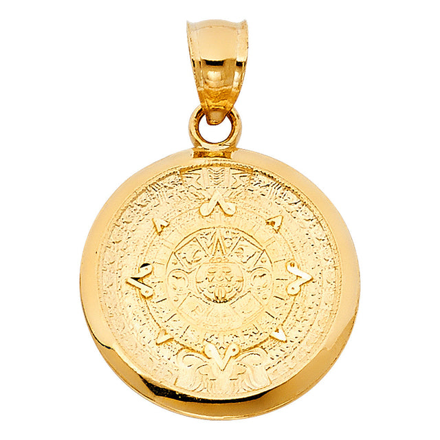 14K Yellow Gold Small Aztec Calendar Pendant