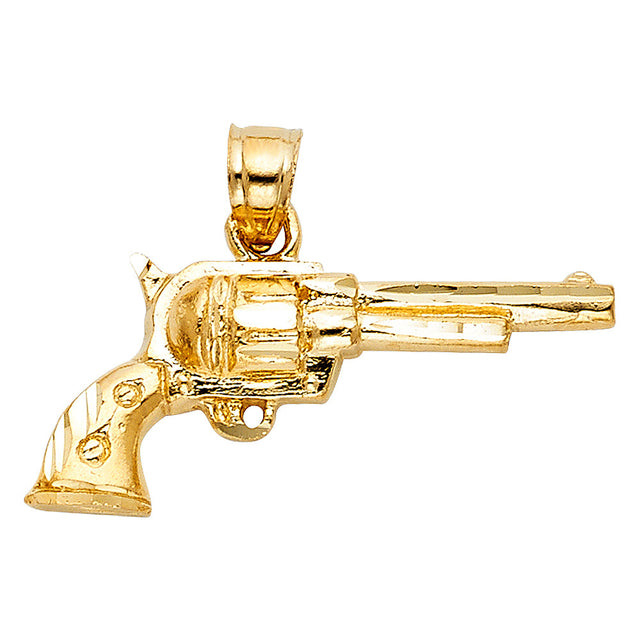 14K Yellow Gold Side-Profile Revolver Pendant