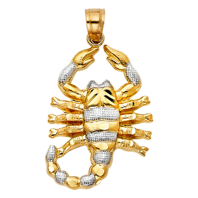 14K Two-Tone Gold Large Scorpion Pendant